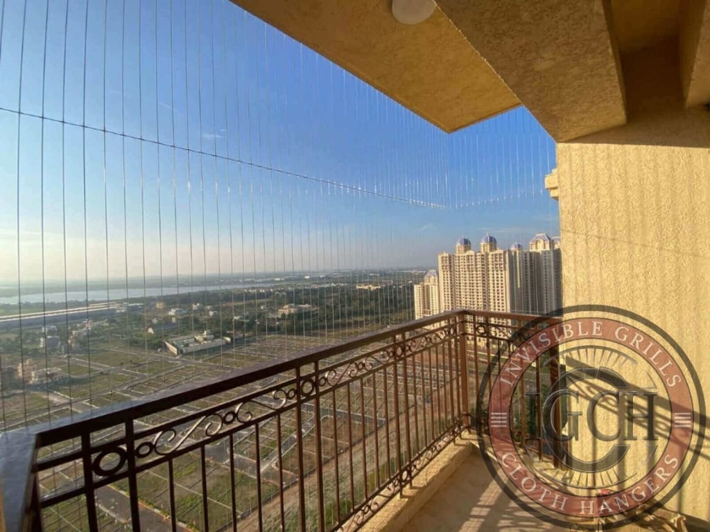 Invisible balcony grills preventing pigeons and birds from entering in Guntur