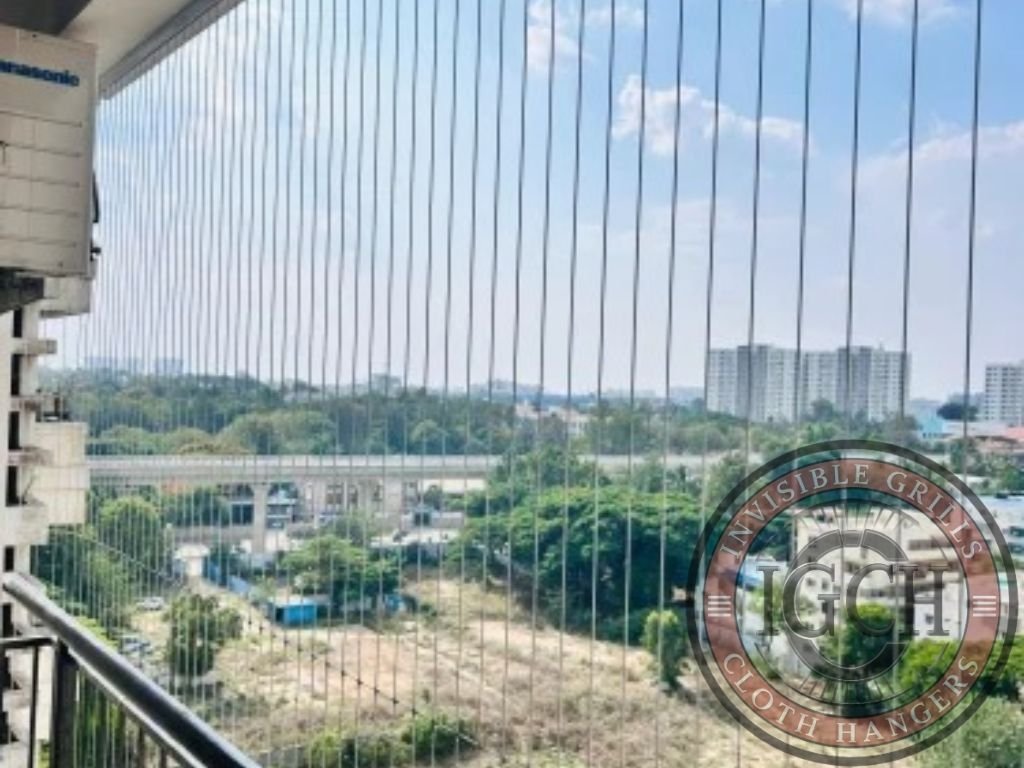 Secure balcony with invisible grills offering clear outside view in Warangal