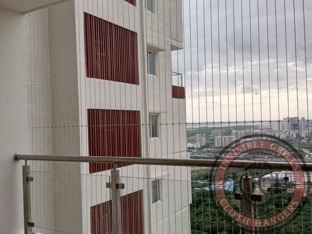 Invisible safety grills in manikonda for balcony protection from falls and birds