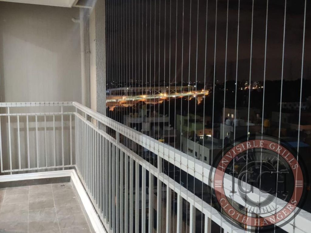 Strong invisible balcony grills in Kukatpally for high-rise apartment protection
