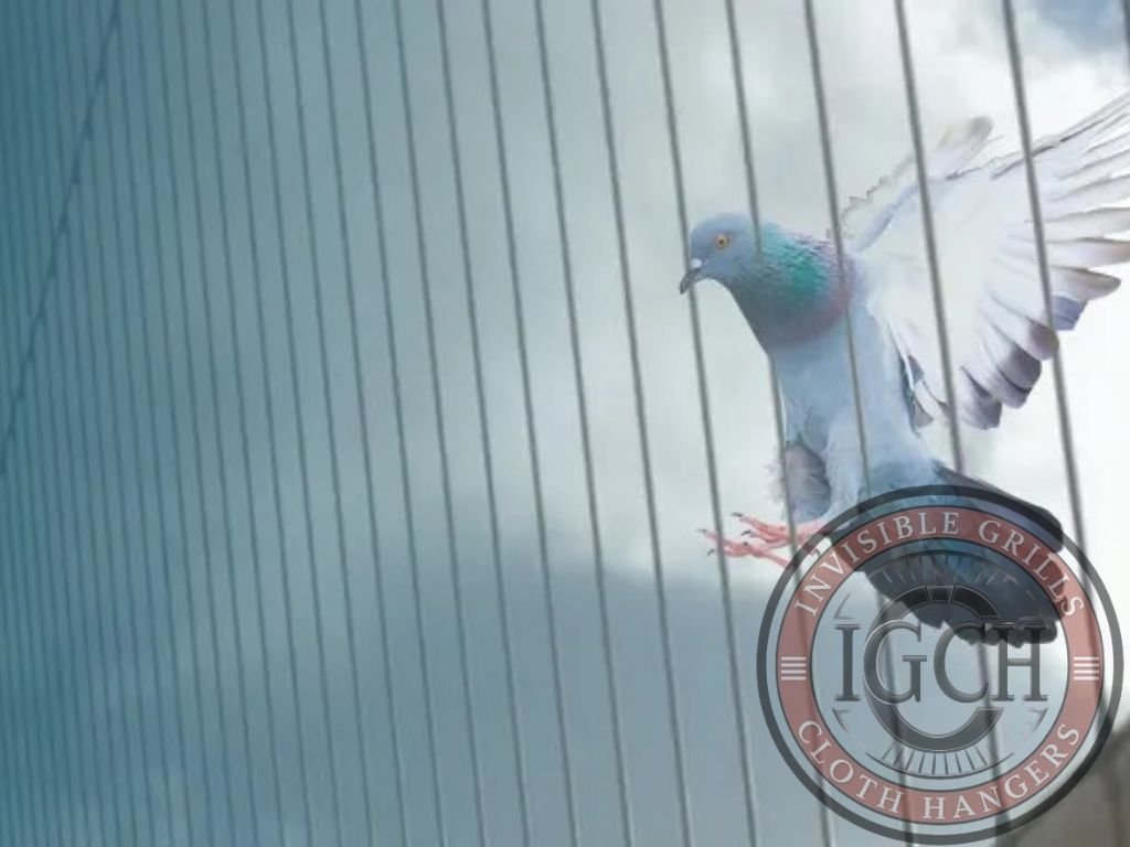 Stylish invisible balcony grills providing safety from pigeons and birds in Vizag