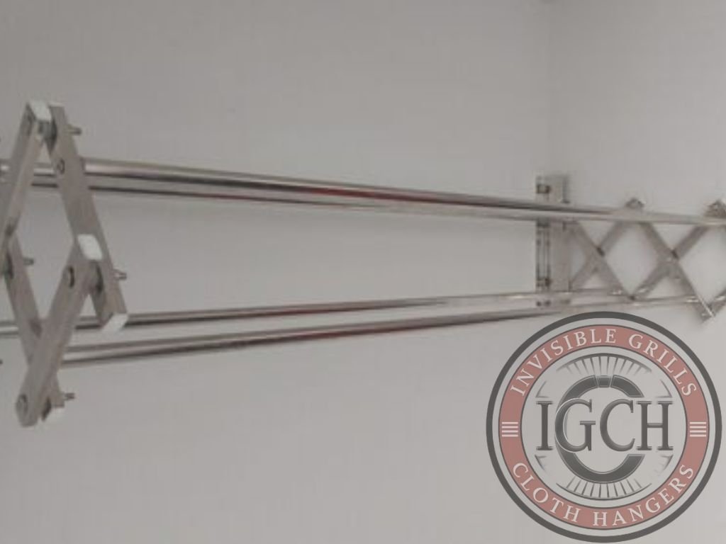 Space saving wall mounted cloth hanger designed for small balconies in kukatpally